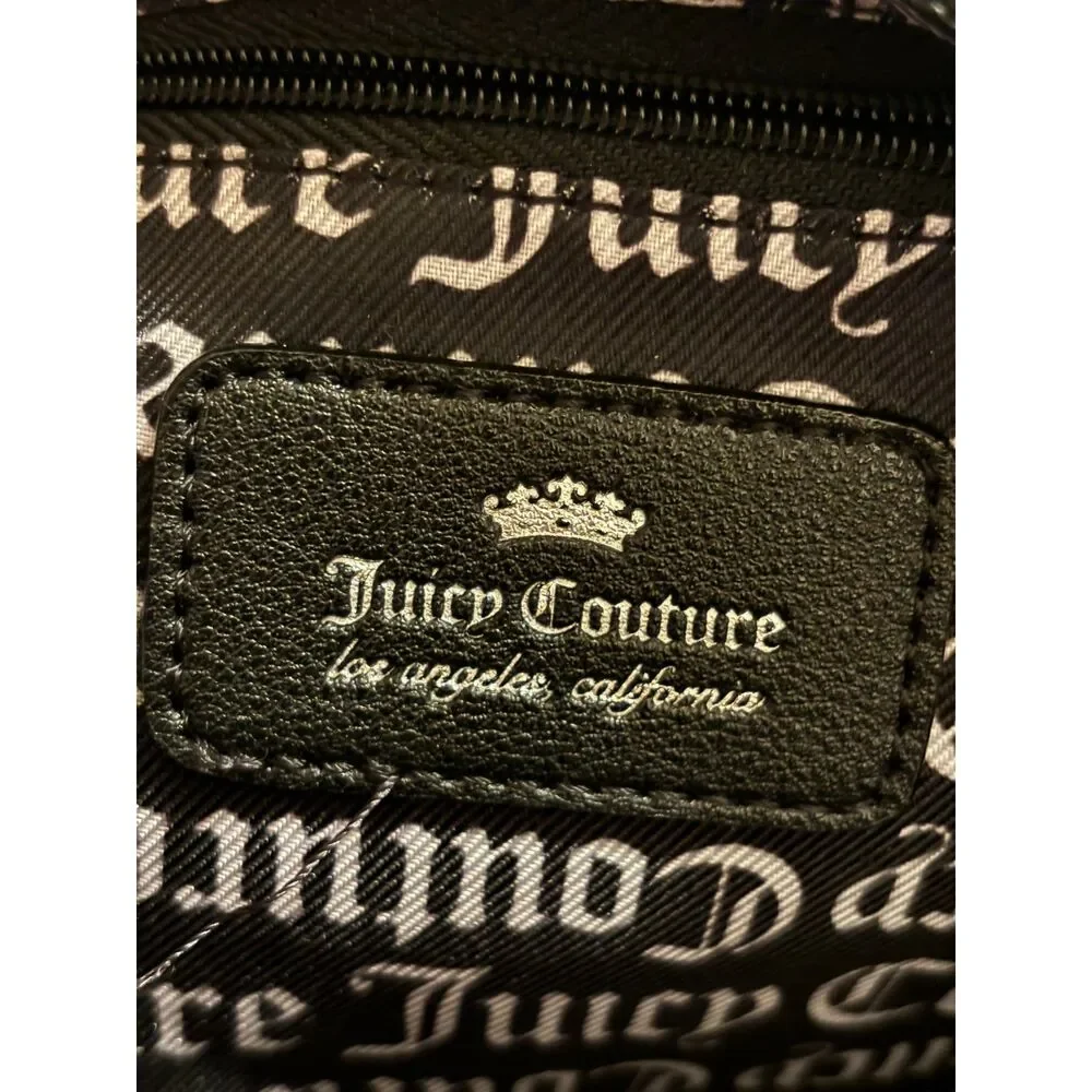 Juicy Couture Y2K Metallic Silver And Black Mini Backpack With Multi Pockets